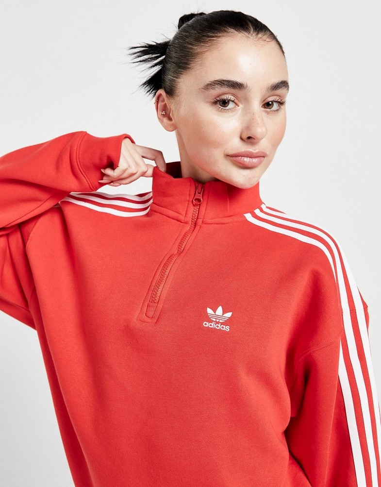 Bluza damska ADIDAS BLUZA 3S 1/4 ZP RED/WHT HN8133 Czerwony