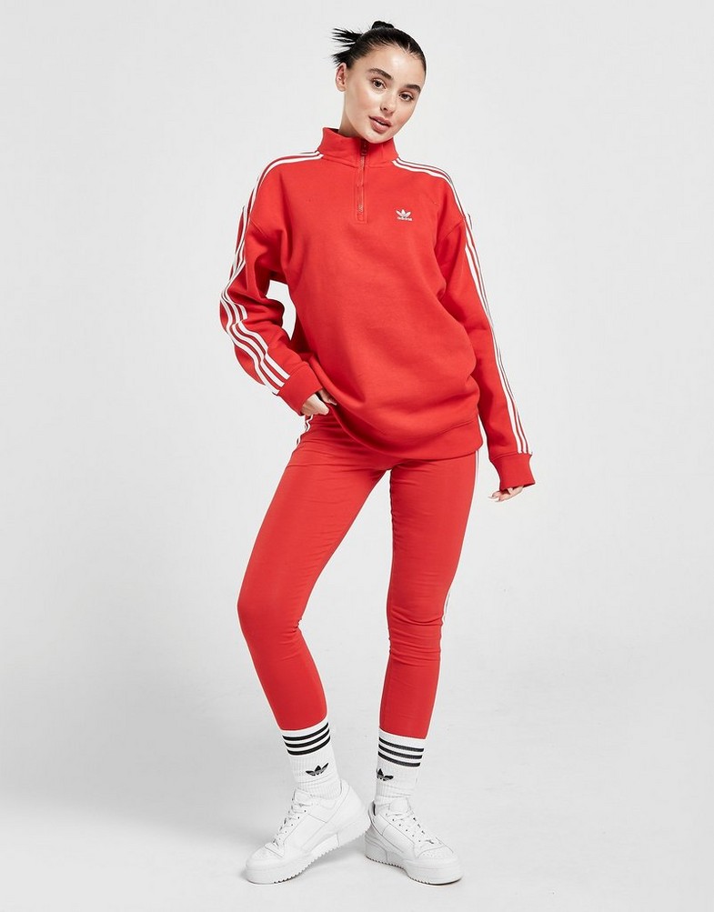 Bluza damska ADIDAS BLUZA 3S 1/4 ZP RED/WHT HN8133 Czerwony