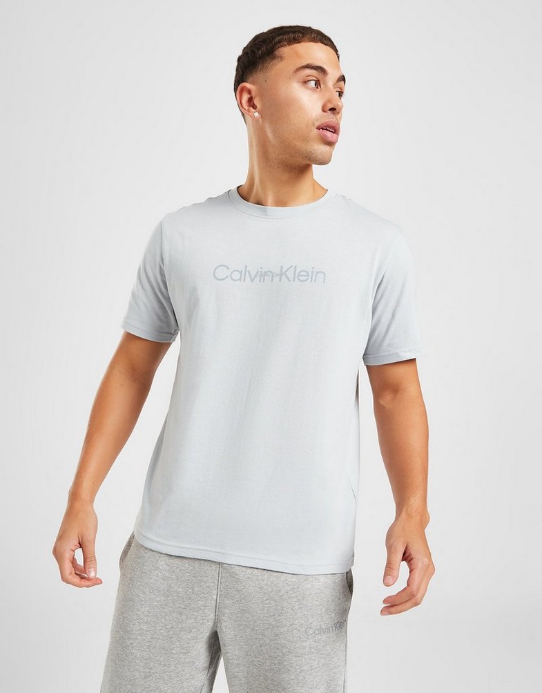 Koszulka, t-shirt męski CALVIN KLEIN KRÓTKI RĘKAW DOUBLE LOGO T-SHIRT 00GMF2K1409NS Szary