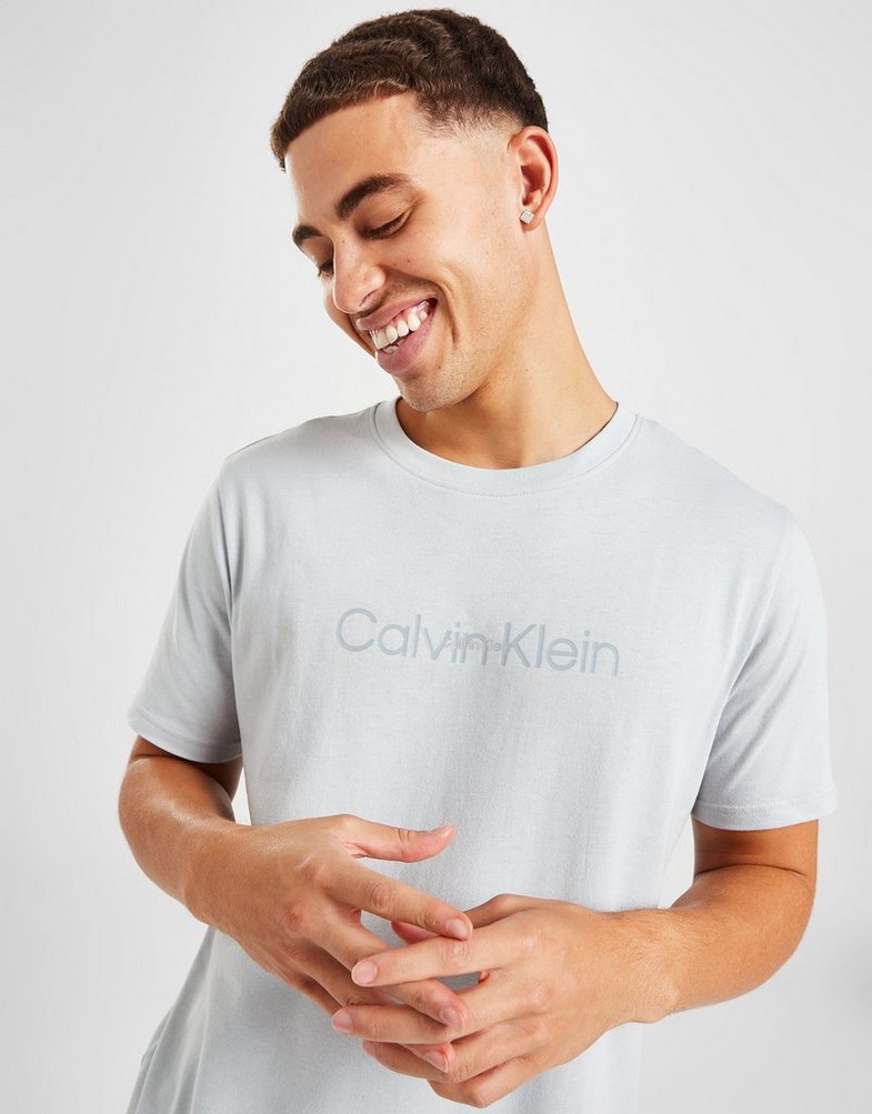Koszulka, t-shirt męski CALVIN KLEIN KRÓTKI RĘKAW DOUBLE LOGO T-SHIRT 00GMF2K1409NS Szary