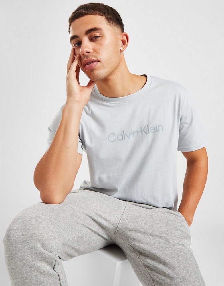 Koszulka, t-shirt męski CALVIN KLEIN KRÓTKI RĘKAW DOUBLE LOGO T-SHIRT 00GMF2K1409NS Szary