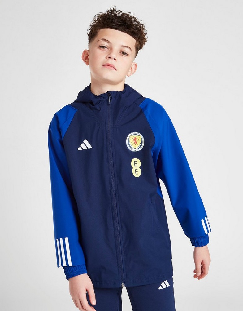 Koszulka, t-shirt dziecięcy ADIDAS KRÓTKI RĘKAW SCOTLAND TIRO 23 ALL-WEATHER JACKET JUNIOR HK7658 Granatowy