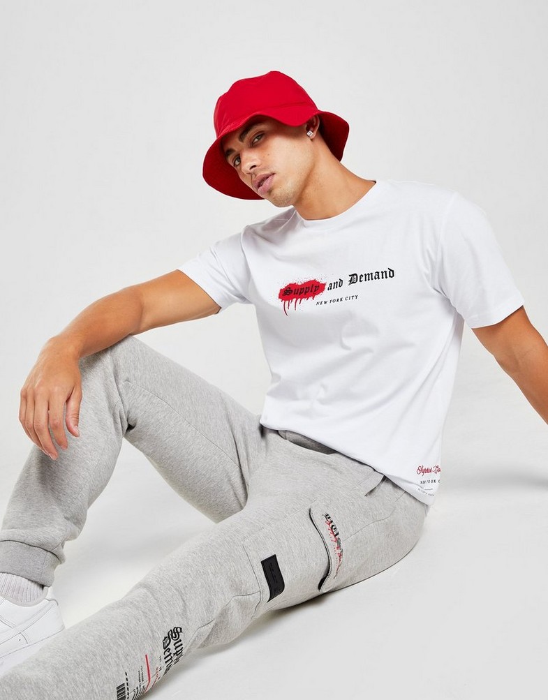 Koszulka, t-shirt męski SUPPLY & DEMAND T-SHIRT MARKER TEE WHT SUPTM16183 Biały