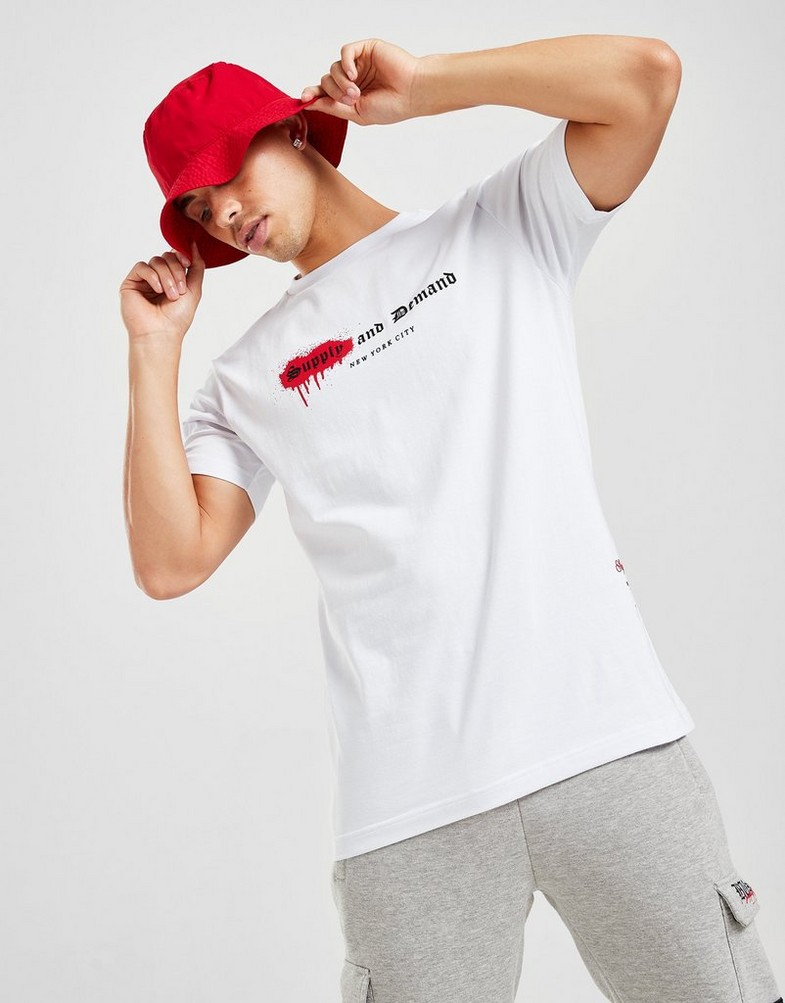 Koszulka, t-shirt męski SUPPLY & DEMAND T-SHIRT MARKER TEE WHT SUPTM16183 Biały