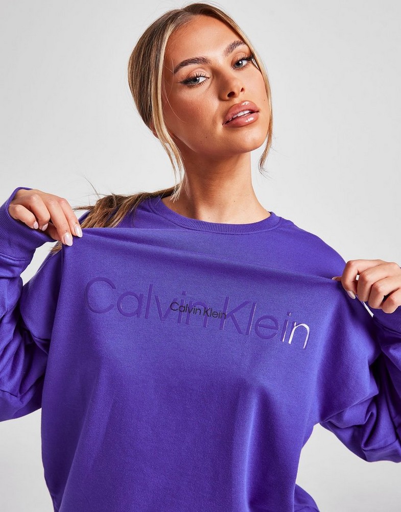 Bluza damska CALVIN KLEIN Z KAPTUREM LOUNGE LONG SLEEVE CREW SWEATSHIRT 000QS6881ECMB Niebieski