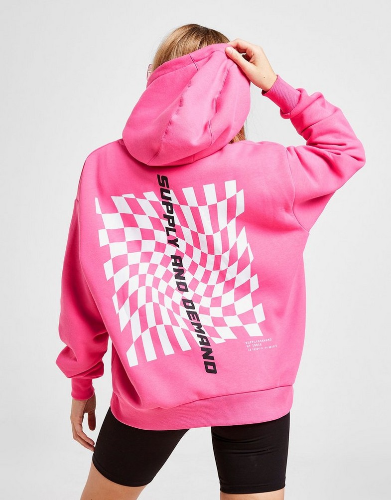 Bluza damska SUPPLY & DEMAND CHECKERBOARD OVERHEAD HOODIE  SUPTW16143 Różowy