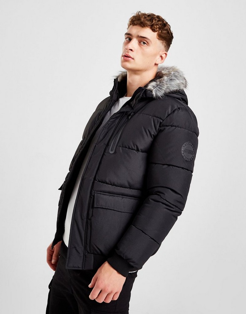 Férfi kabát MCKENZIE KABÁT VOYAGE SHORT PARKA BLK MCKTM15452 Fekete
