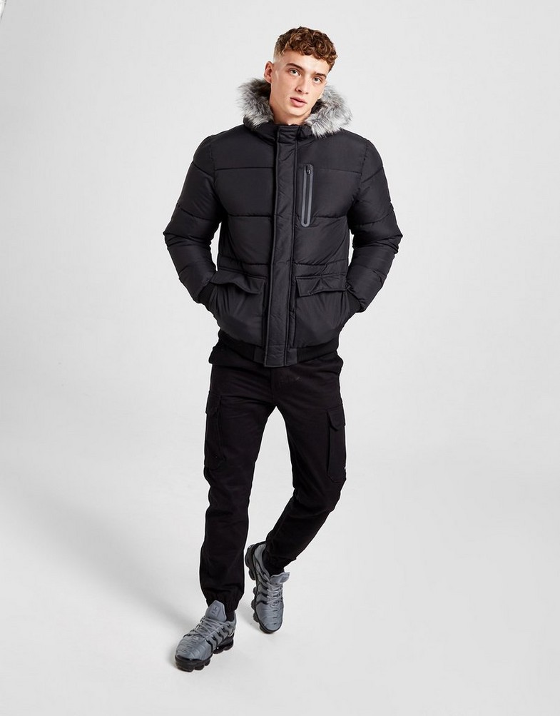 Férfi kabát MCKENZIE KABÁT VOYAGE SHORT PARKA BLK MCKTM15452 Fekete