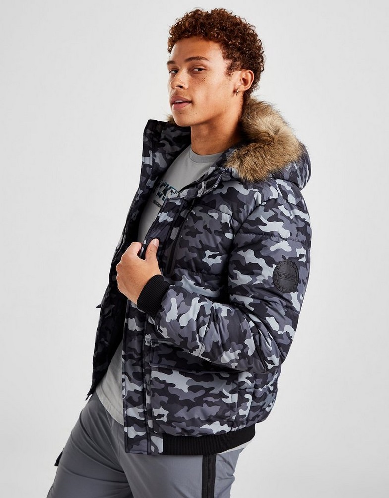 Férfi kabát MCKENZIE KABÁT VOYAGE SHORT PARKA GREY CAMO MCKTM15452 Szürke