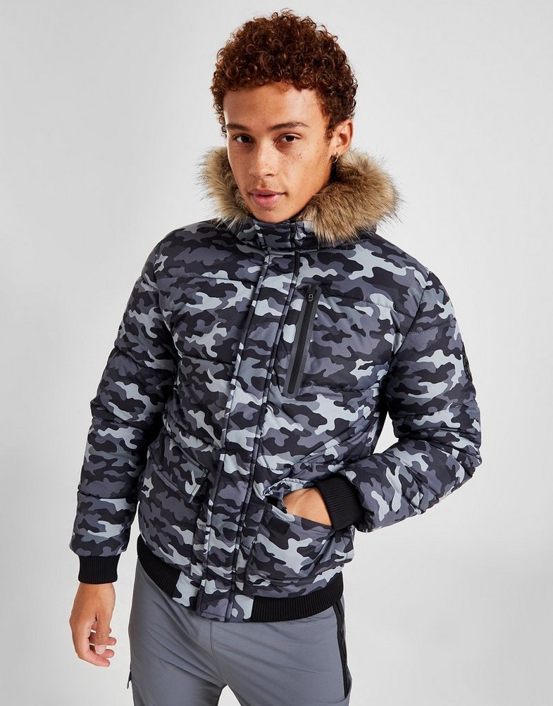 Férfi kabát MCKENZIE KABÁT VOYAGE SHORT PARKA GREY CAMO MCKTM15452 Szürke