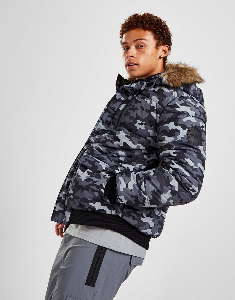 Férfi kabát MCKENZIE KABÁT VOYAGE SHORT PARKA GREY CAMO MCKTM15452 Szürke
