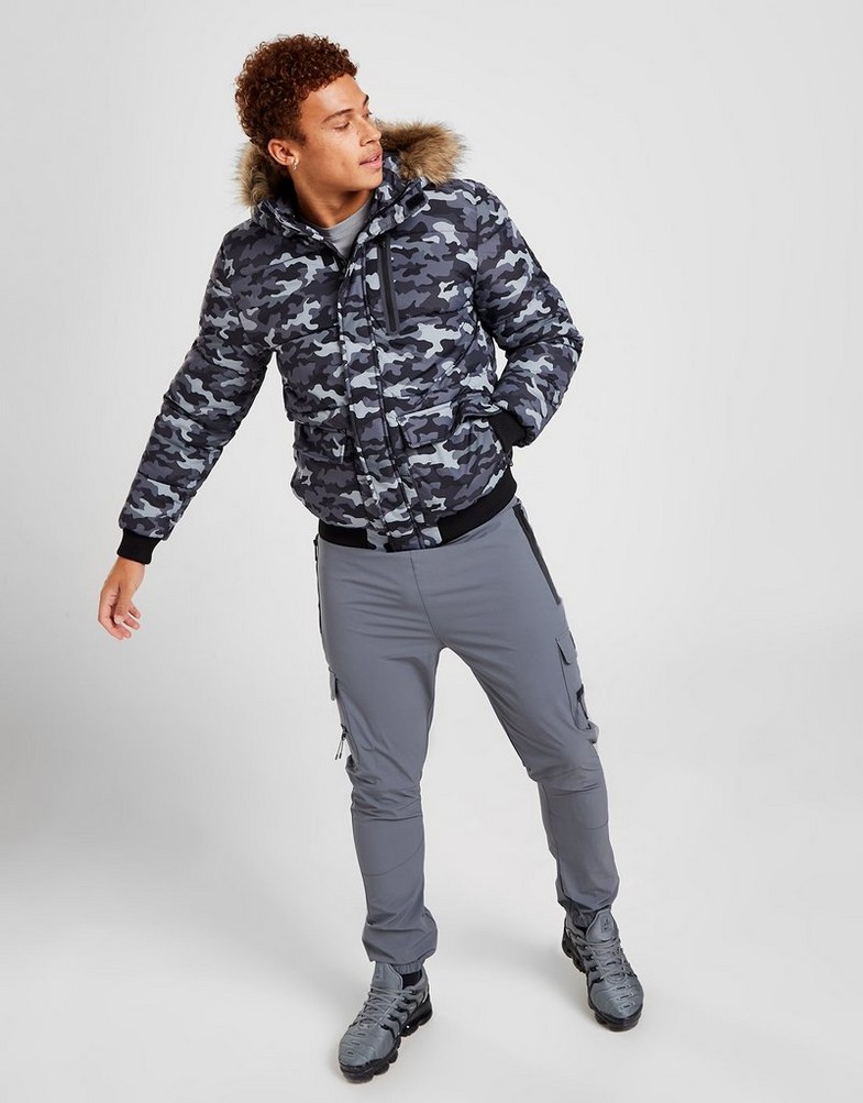 Férfi kabát MCKENZIE KABÁT VOYAGE SHORT PARKA GREY CAMO MCKTM15452 Szürke