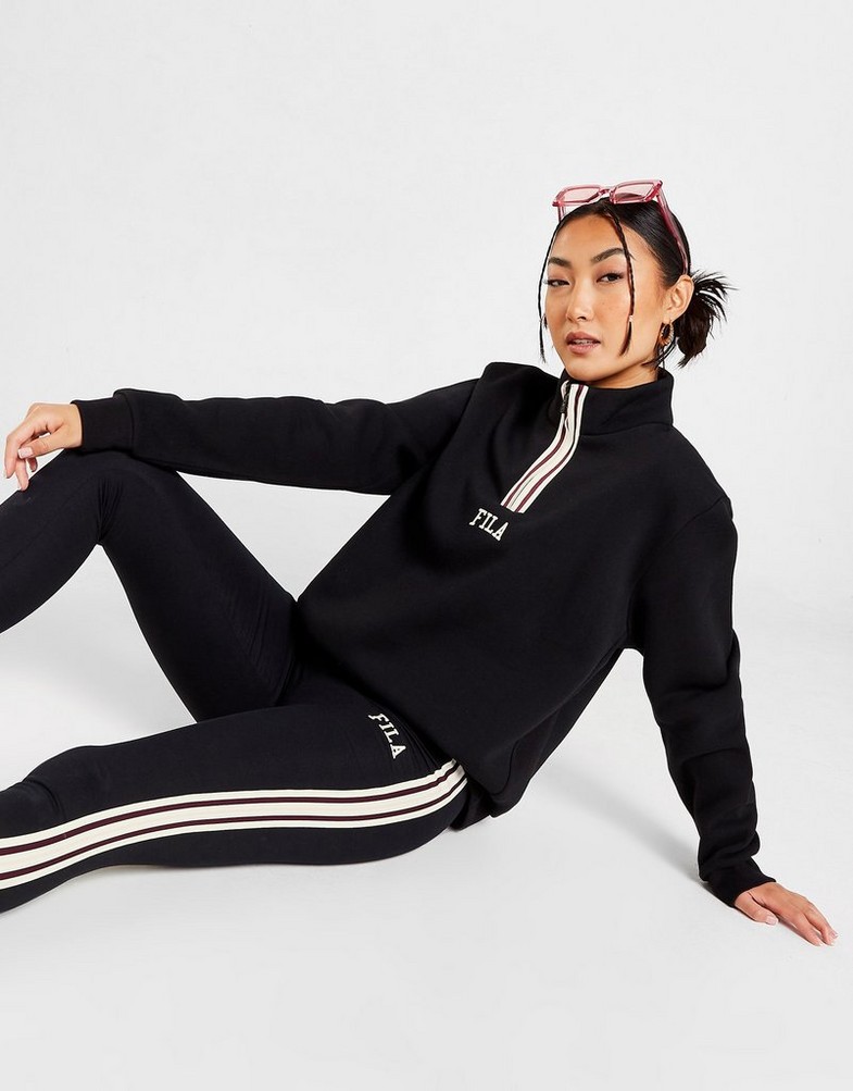 Bluza damska FILA BLUZA STRIPE 1/4 ZP BLK/PK DEVINEBLK Czarny