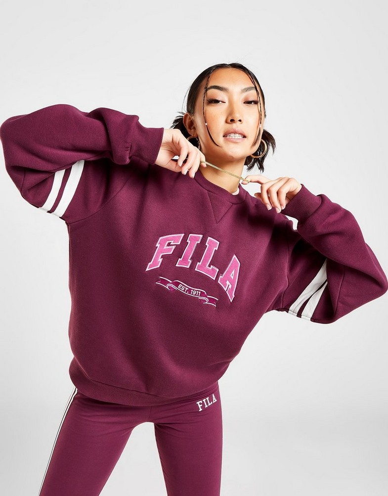 Dámska mikina FILA MIKINA VARSITY CREW BURG/PK CIELGRAPE Bordová