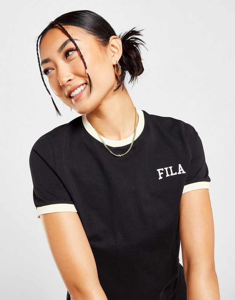 Жіночі футболки FILA ФУТБОЛКА SLIM RINGER T BLK/WH DARWINBLK Чорний