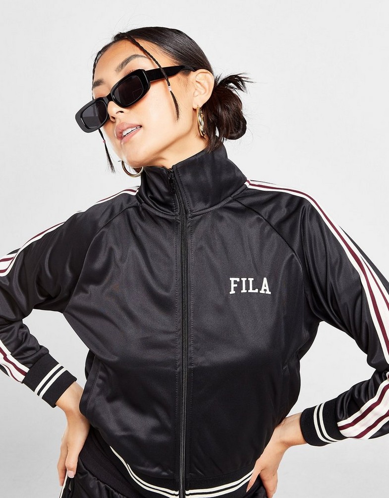 Bluza damska FILA BLUZA Z KAPTUREM STRIPE PLY JKT BK/PK KOABLK Czarny