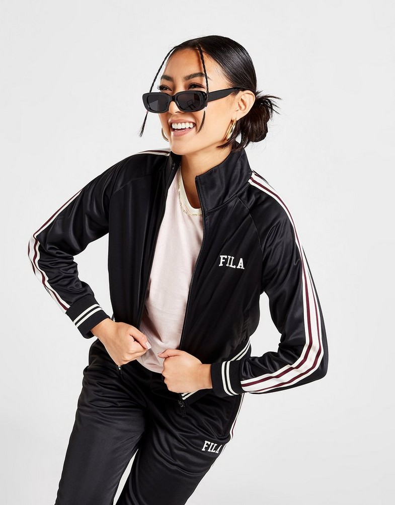 Bluza damska FILA BLUZA Z KAPTUREM STRIPE PLY JKT BK/PK KOABLK Czarny