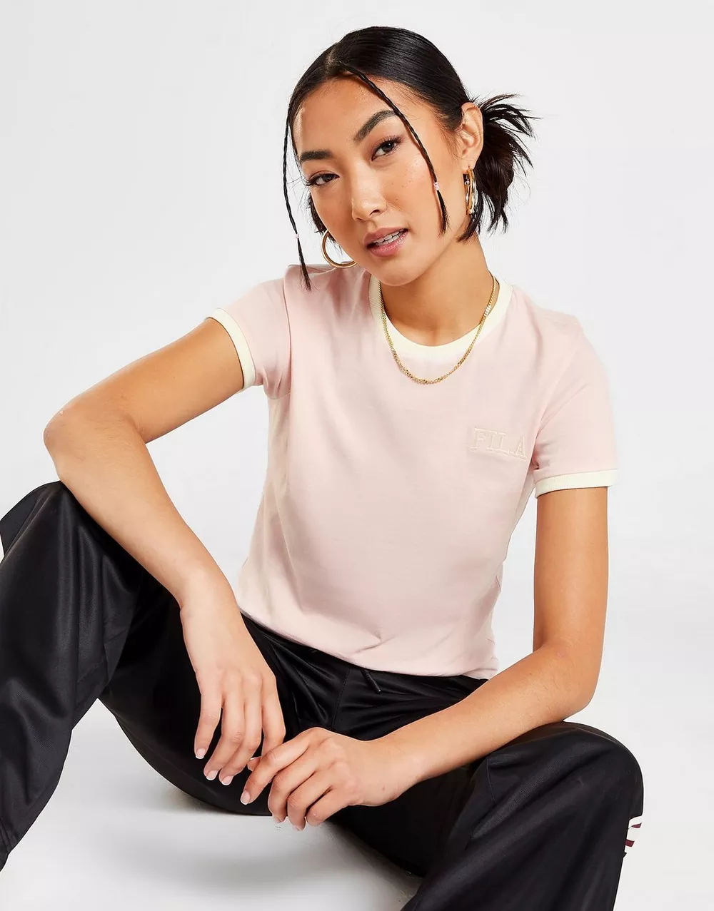 FILA ФУТБОЛКА SLIM RINGER T PNK/WH, фото 1 з 5