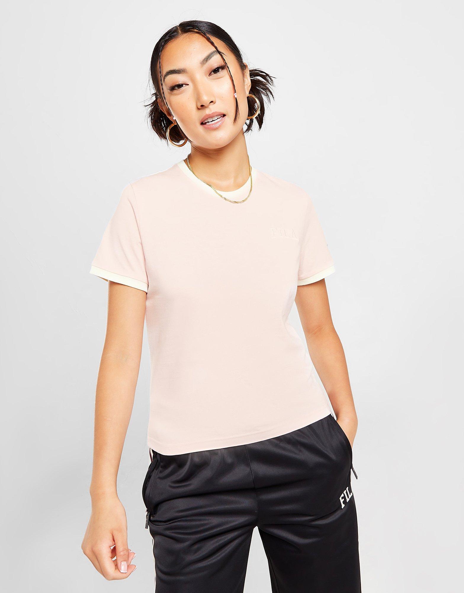 Koszulka, t-shirt damski FILA T-SHIRT SLIM RINGER T PNK/WH DARWINPINK Różowy