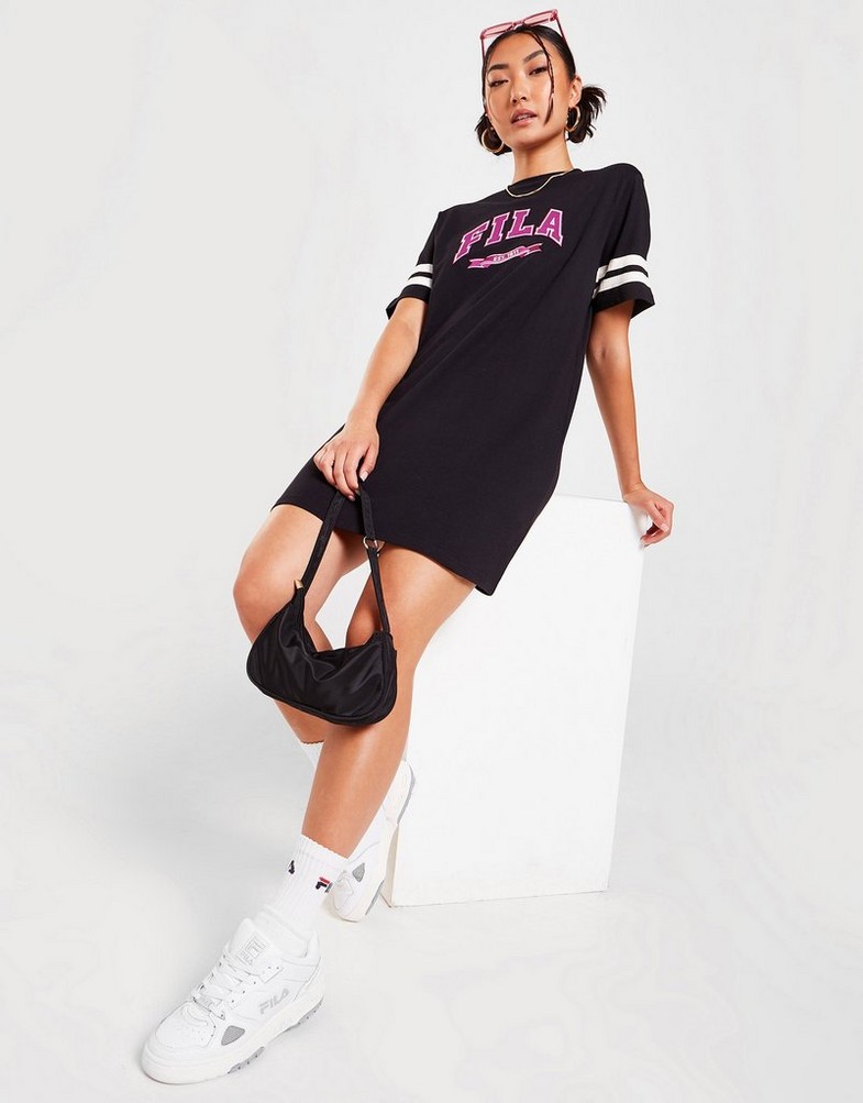 Жіночі сукні FILA СУКНЯ VARSITY DRS BLK/PNK FAWNBLK Чорний