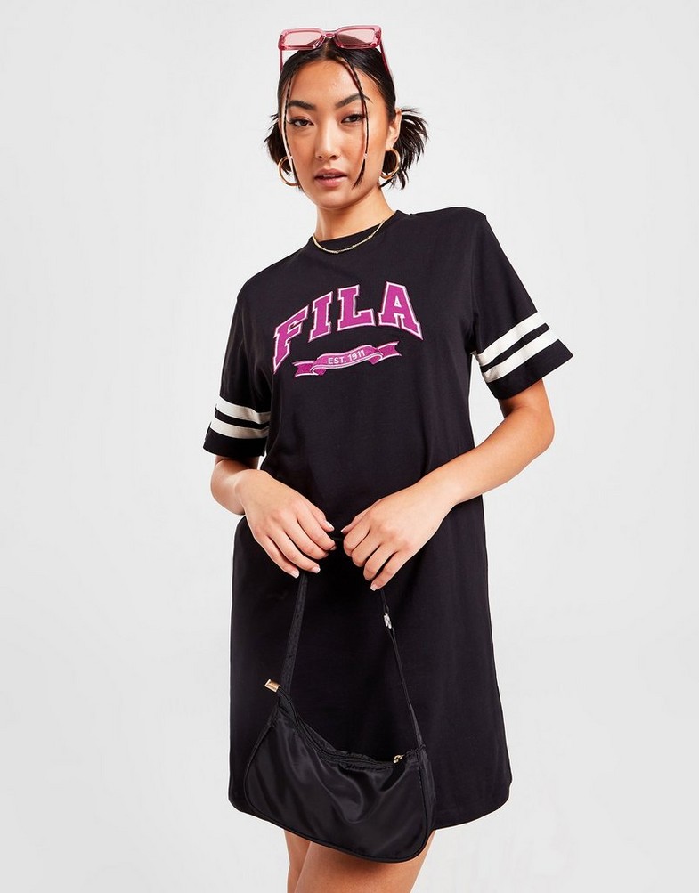 Жіночі сукні FILA СУКНЯ VARSITY DRS BLK/PNK FAWNBLK Чорний