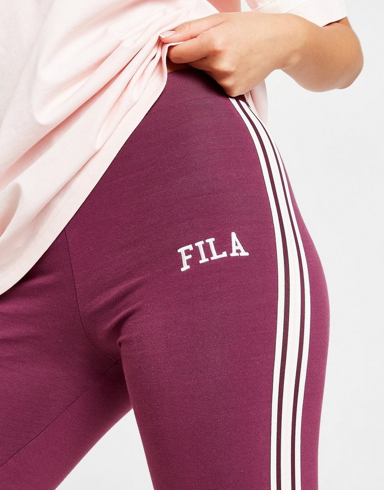 Legginsy damskie FILA LEGGINGS STRIPE LEGGNG BRG/PK ADELASIAGRAPE Bordowy