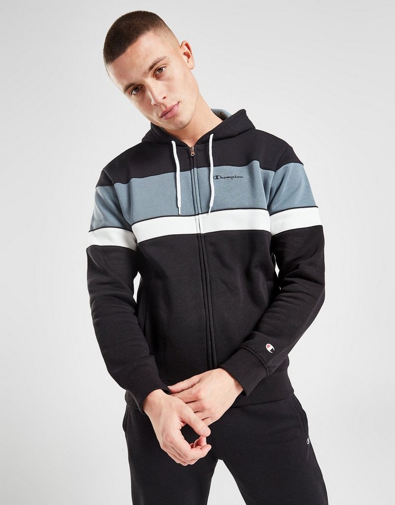 Komplet dresowy męski CHAMPION DRES COLOUR BLOCK FULL ZIP HOODIE TRACKSUIT 218113KK001 Czarny