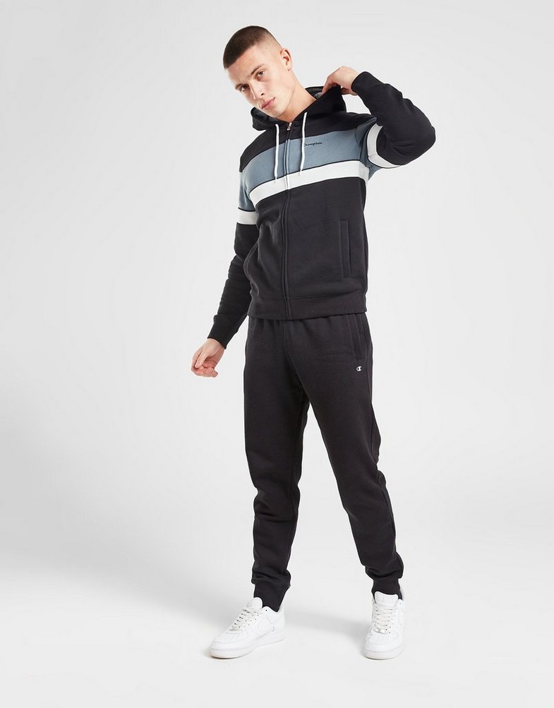 Komplet dresowy męski CHAMPION DRES COLOUR BLOCK FULL ZIP HOODIE TRACKSUIT 218113KK001 Czarny