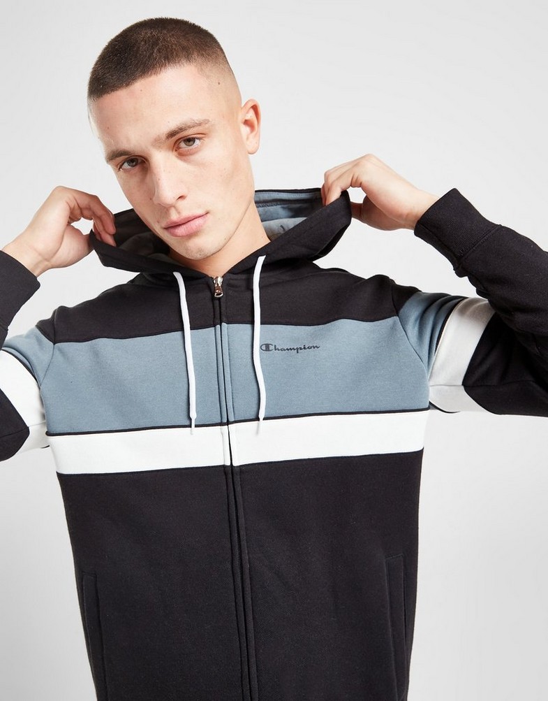 Komplet dresowy męski CHAMPION DRES COLOUR BLOCK FULL ZIP HOODIE TRACKSUIT 218113KK001 Czarny