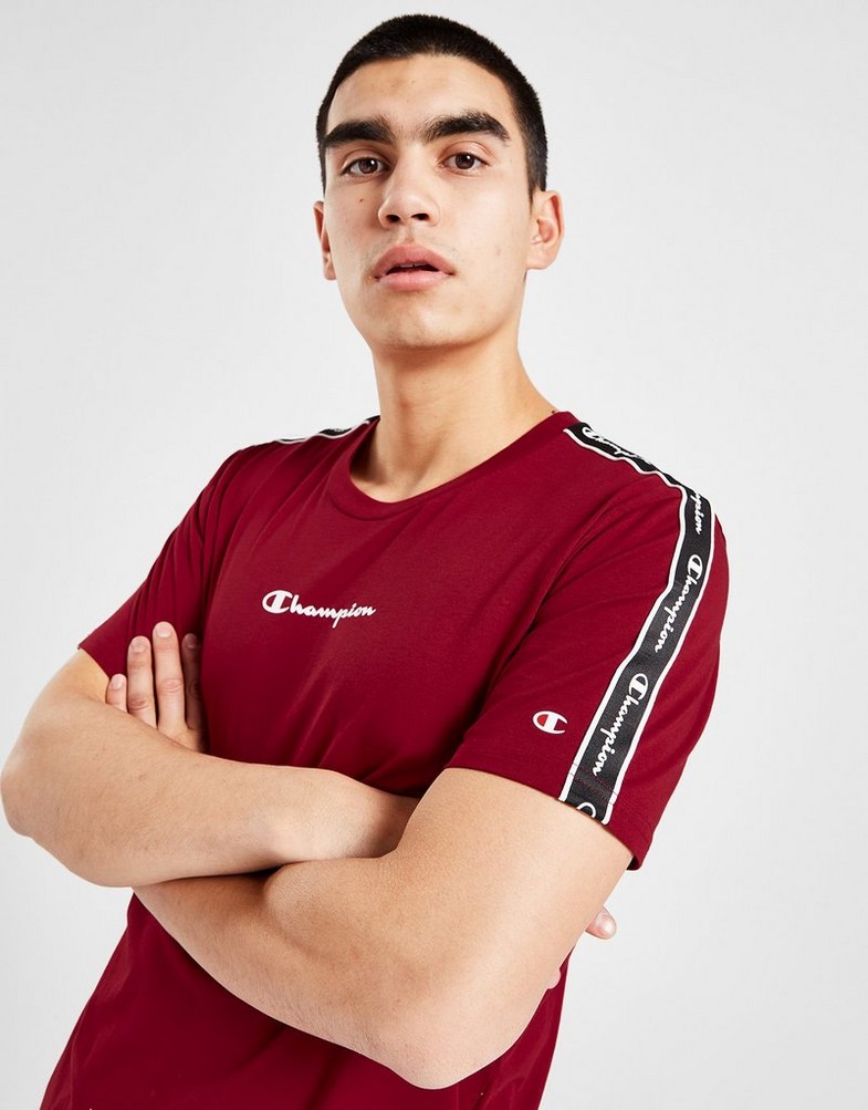 Koszulka, t-shirt męski CHAMPION KRÓTKI RĘKAW TAPE T-SHIRT 217834RS506 Czerwony