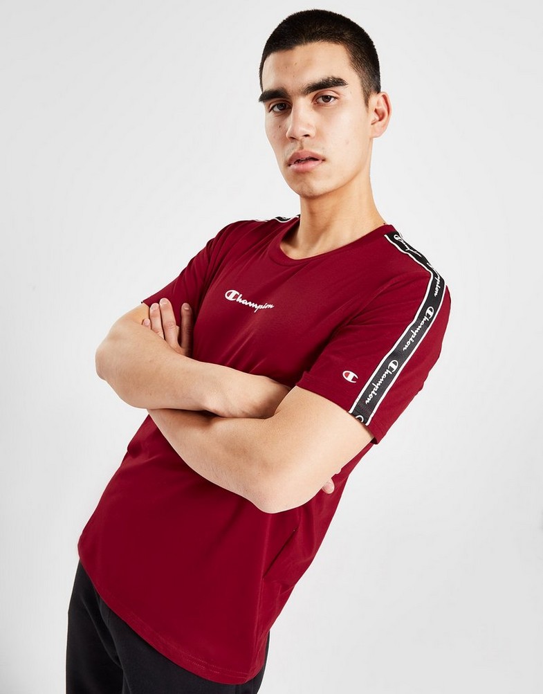 Koszulka, t-shirt męski CHAMPION KRÓTKI RĘKAW TAPE T-SHIRT 217834RS506 Czerwony