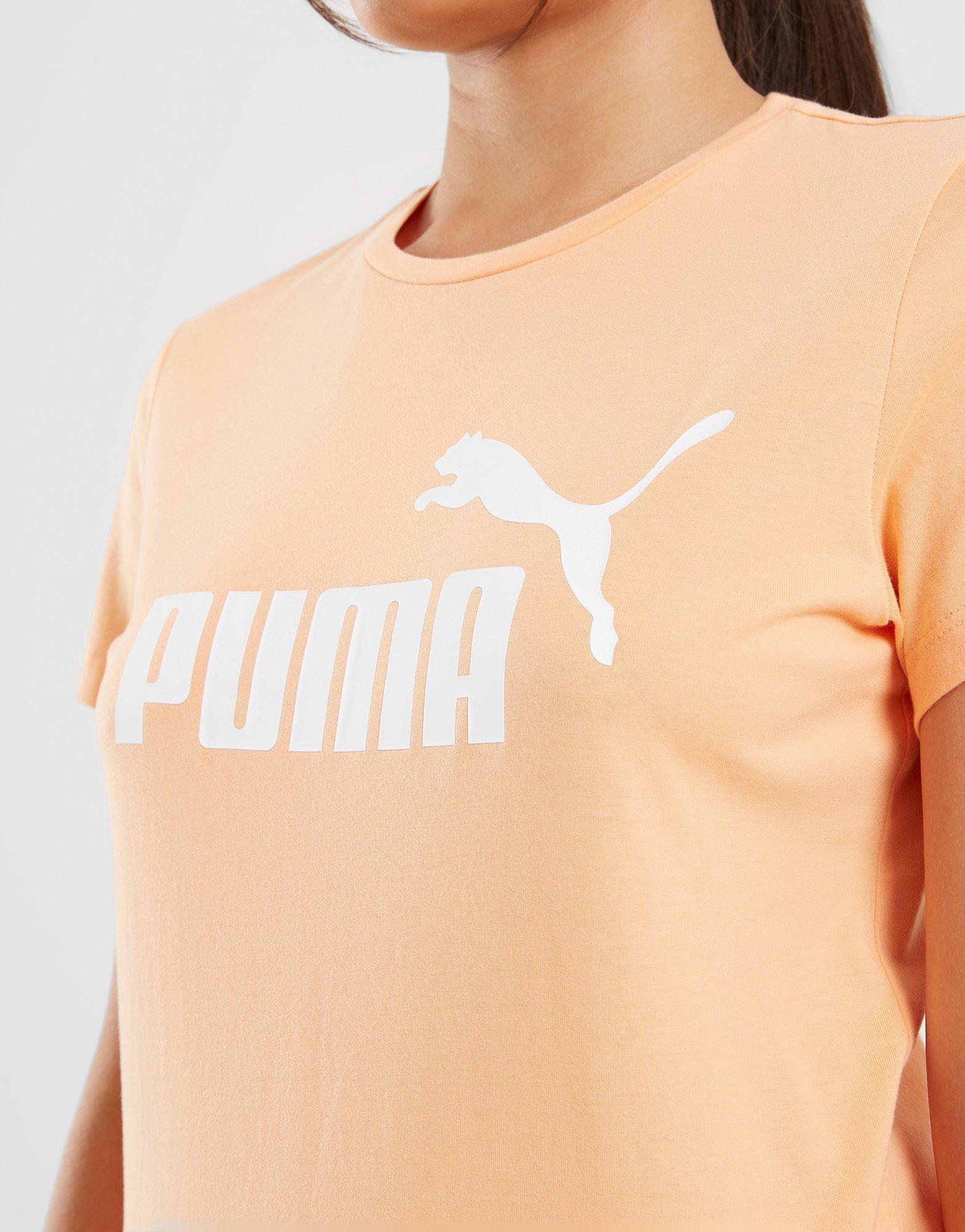 PUMA T-SHIRT ESS LOGO TEE 58677572 ORANGE kolor w PEACH ▷ JD Pomarańczowy Sports Ubrania | Damskie