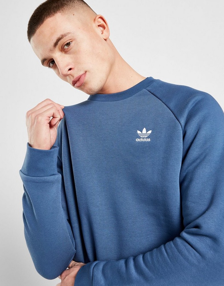 Bluza męska ADIDAS ZWYKŁA TREFOIL ESSENTIAL FLEECE CREW SWEATSHIRT IC4519 Niebieski