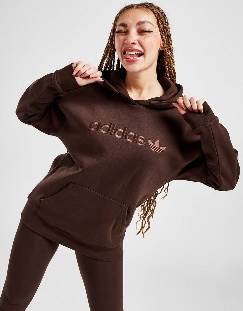 Bluza damska ADIDAS BLUZA Z KAPTUREM EMB OH HD BROWN IB2801 Brązowy