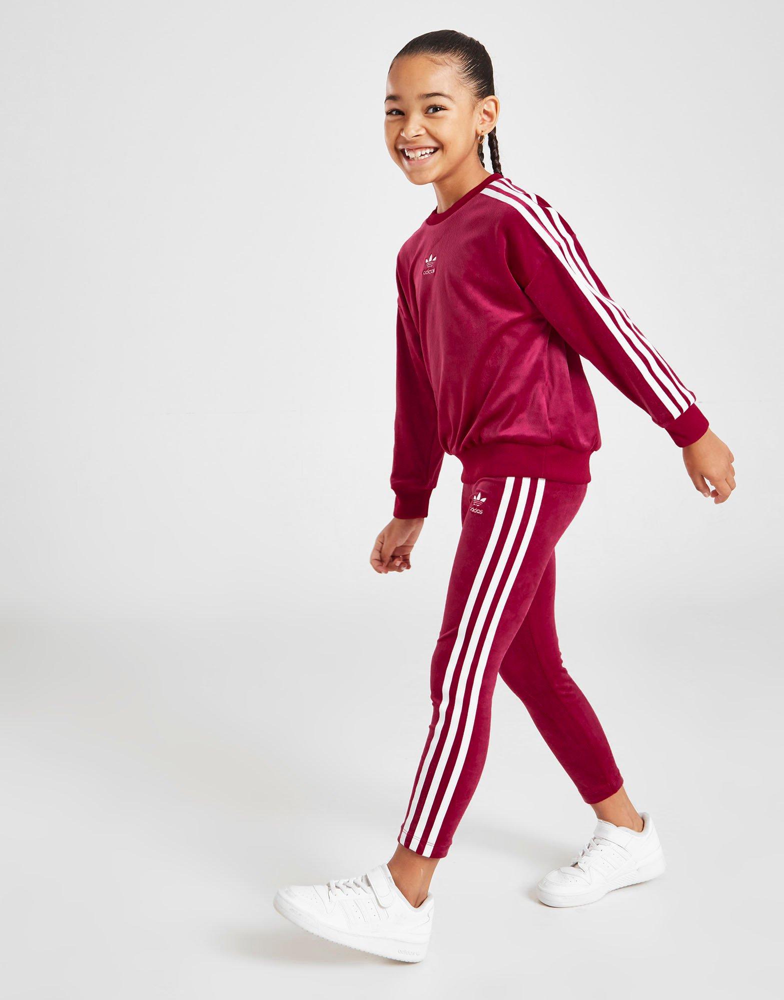 Vaikiški sportiniai kostiumai ADIDAS KOMPLEKTAS (G)VELVET CREW LEGGINS IC5603 Vyšninė
