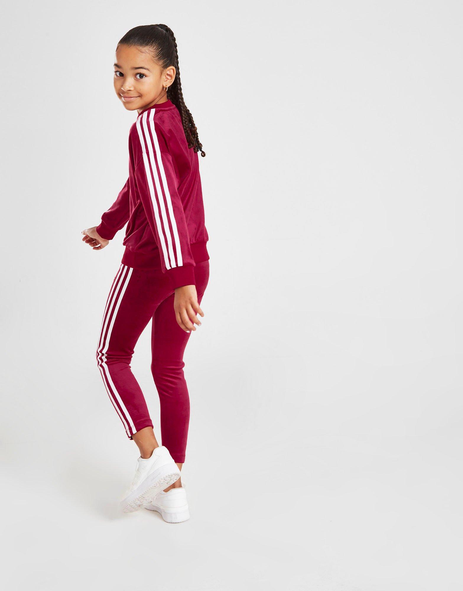 Vaikiški sportiniai kostiumai ADIDAS KOMPLEKTAS (G)VELVET CREW LEGGINS IC5603 Vyšninė