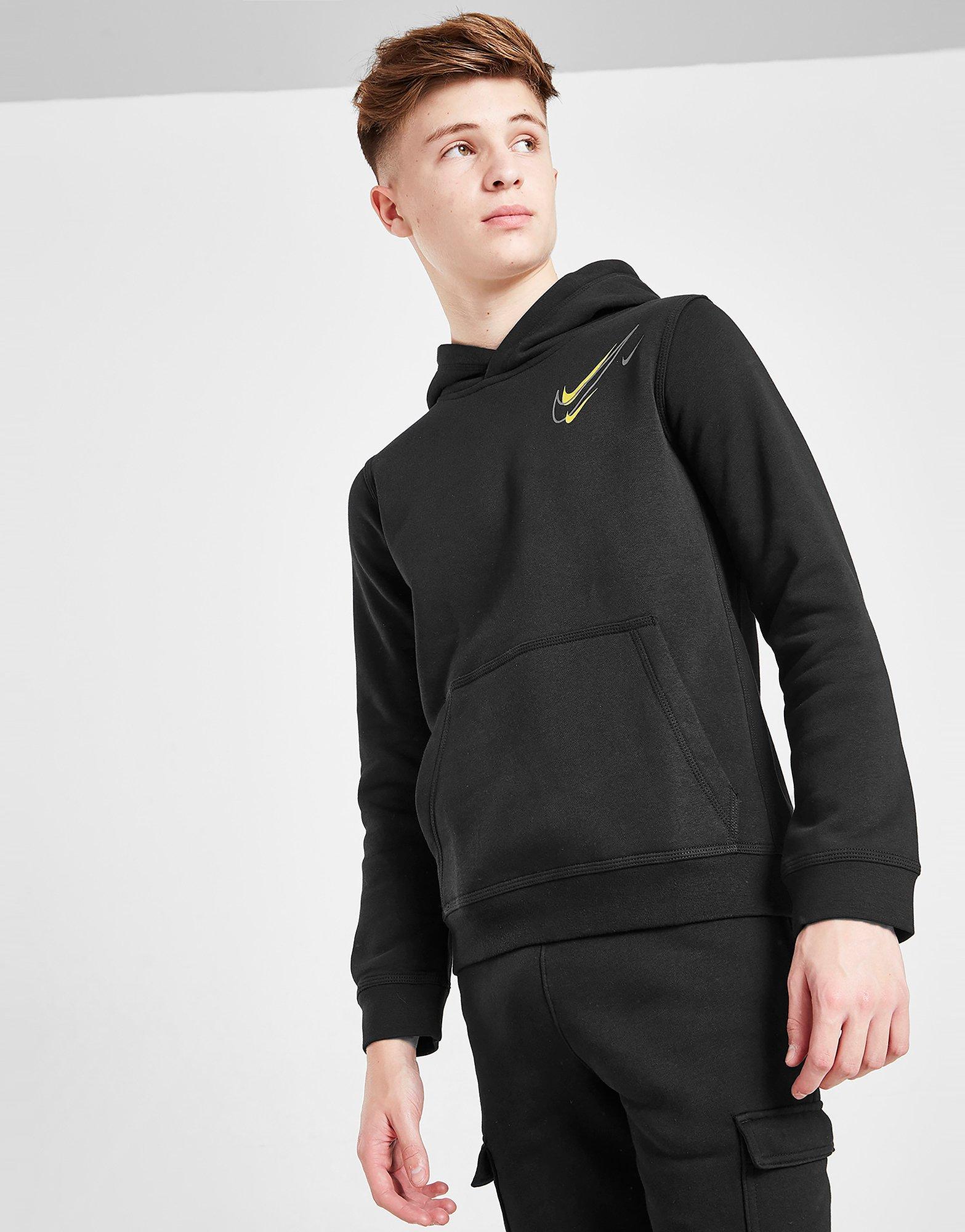 Detská mikina NIKE MIKINA S KAPUCÍ SOS FLC PO BLK/GOLD DX2295-011 Černá