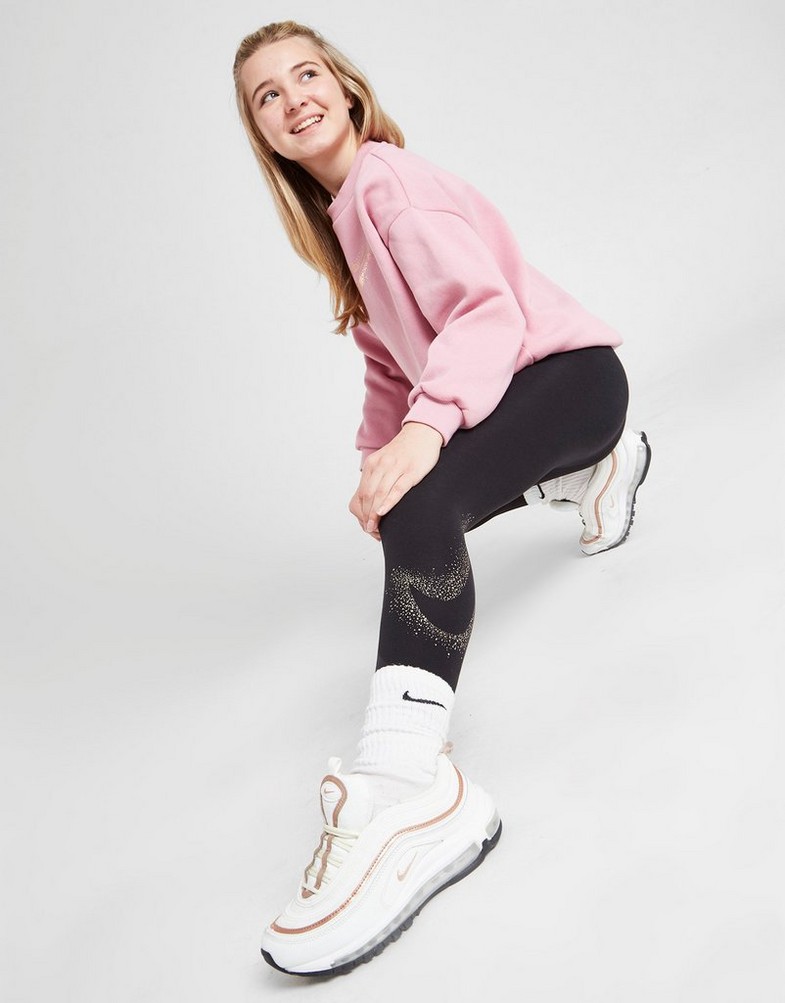 NIKE LEGGINGS (G) NSW SHINE LG BLK/GD DV3232-010 Czarny