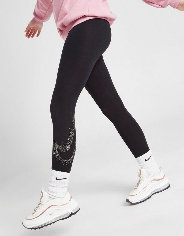NIKE LEGGINGS (G) NSW SHINE LG BLK/GD DV3232-010 Czarny