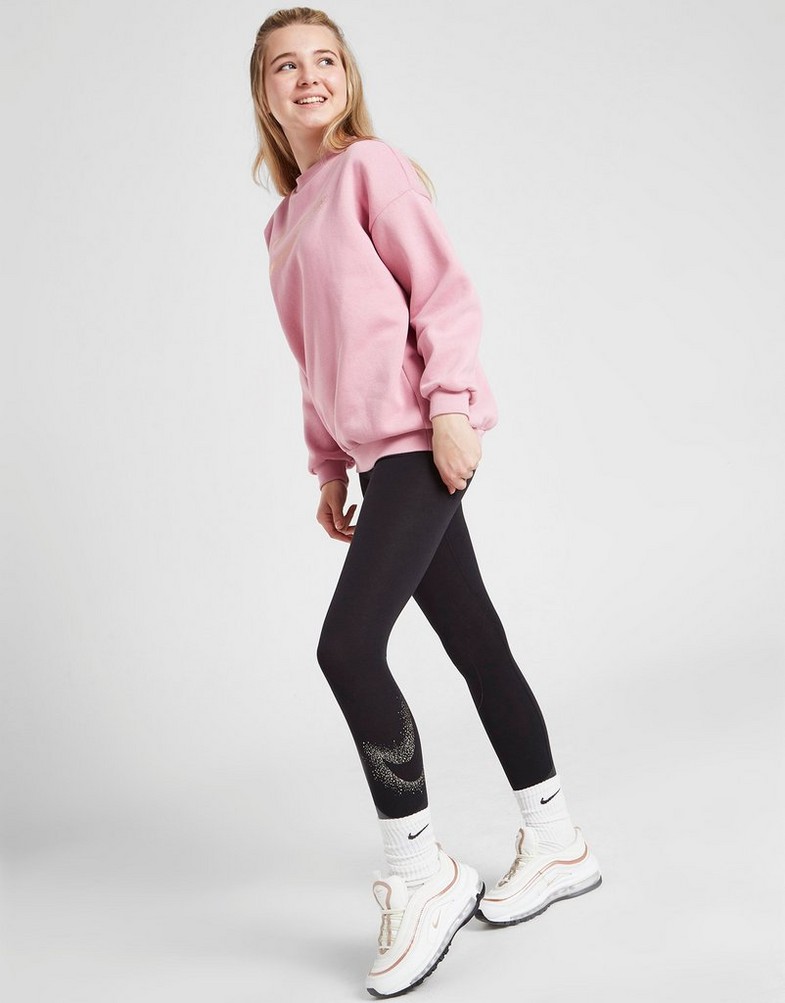 NIKE LEGGINGS (G) NSW SHINE LG BLK/GD DV3232-010 Czarny