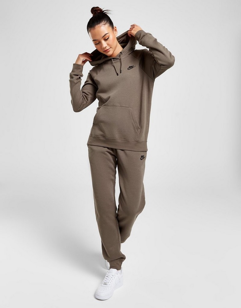 NIKE SPODNIE W NSW ESSNTL PANT REG FLC MR DX2320-040 Brązowy