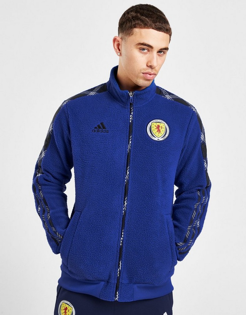 Koszulka, t-shirt męski ADIDAS KRÓTKI RĘKAW SCOTLAND TIRO TARTAN WINTERIZED TRACK JACKET HN5502 Niebieski