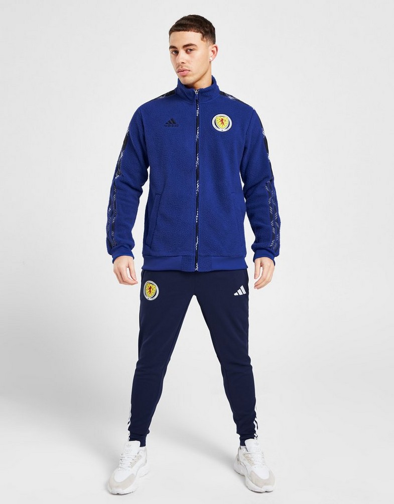Koszulka, t-shirt męski ADIDAS KRÓTKI RĘKAW SCOTLAND TIRO TARTAN WINTERIZED TRACK JACKET HN5502 Niebieski