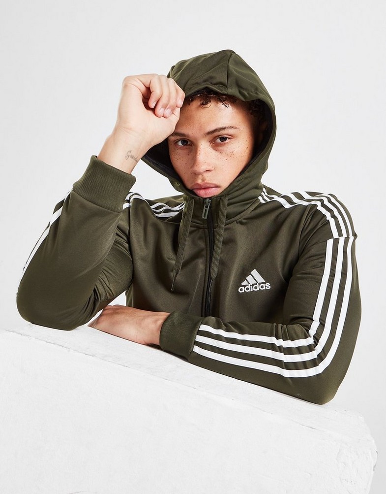 Bluza męska ADIDAS Z KAPTUREM BADGE OF SPORT 3 STRIPES HOODIE HT6651H Zielony