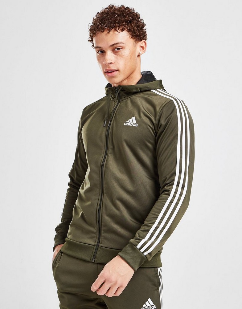 Bluza męska ADIDAS Z KAPTUREM BADGE OF SPORT 3 STRIPES HOODIE HT6651H Zielony