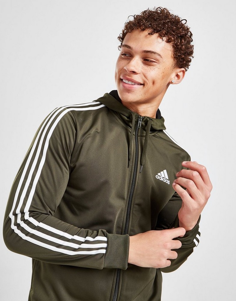 Bluza męska ADIDAS Z KAPTUREM BADGE OF SPORT 3 STRIPES HOODIE HT6651H Zielony