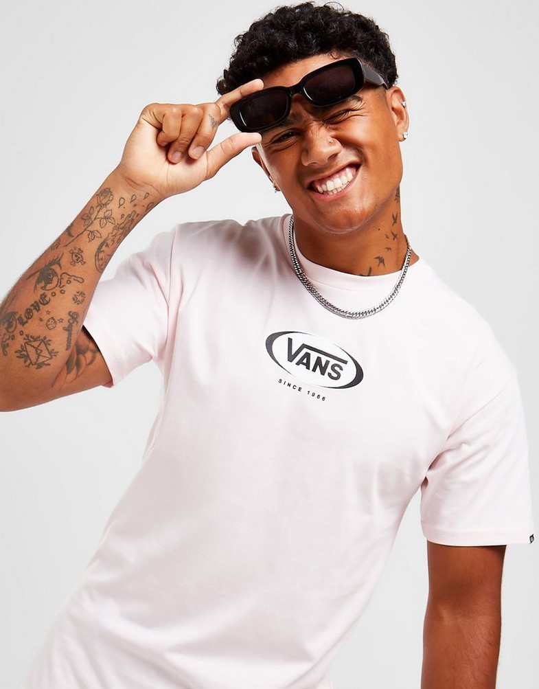 Koszulka, t-shirt męski VANS KRÓTKI RĘKAW OVAL T-SHIRT VN0007FAXZV Różowy