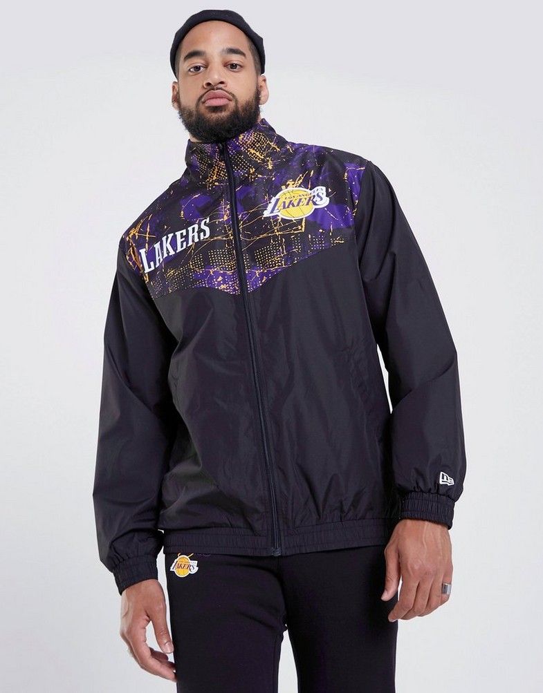 NEW ERA JACHETĂ POLIAMIDĂ AOP PANEL LAKERS LOS ANGELES LAKER 60332149 Negru