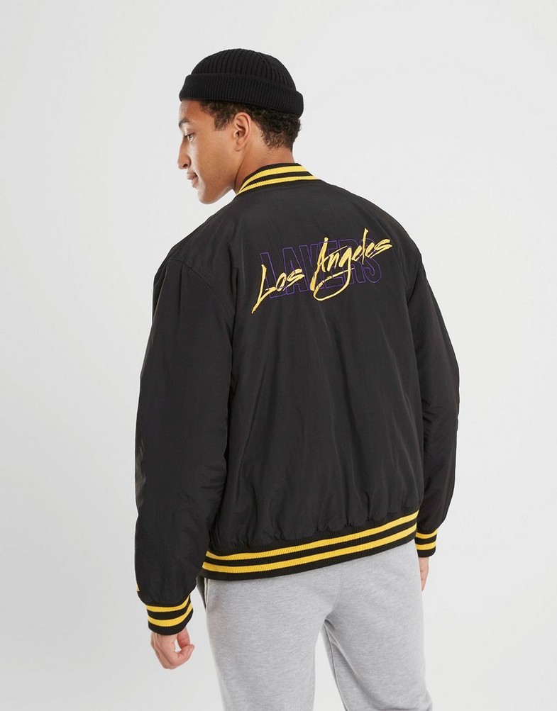 Kurtka męska NEW ERA KURTKA SCRIPT BOMBER LAKERS LOS ANGELES LAKERS