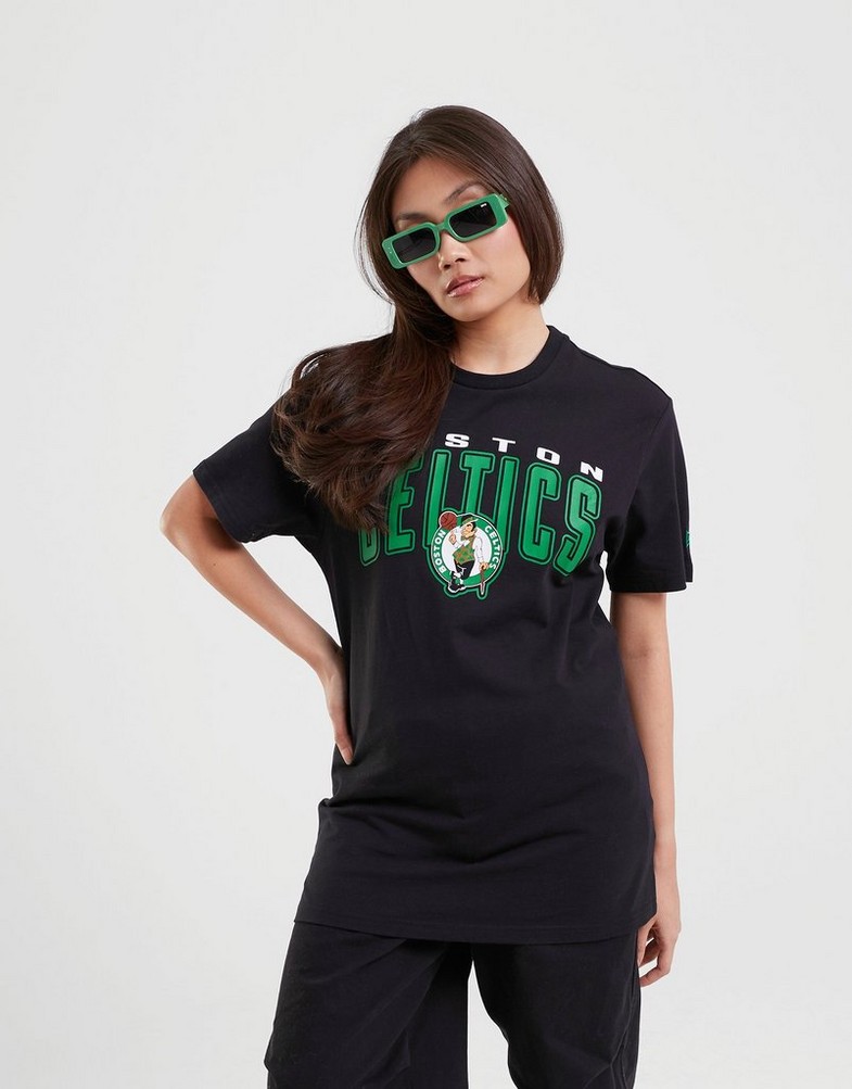 Koszulka, t-shirt damski NEW ERA T-SHIRT NBA ARCH WORDMARK TEE BOSCEL 60348023 Czarny